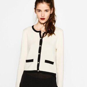 Zara contrast piping cardigan